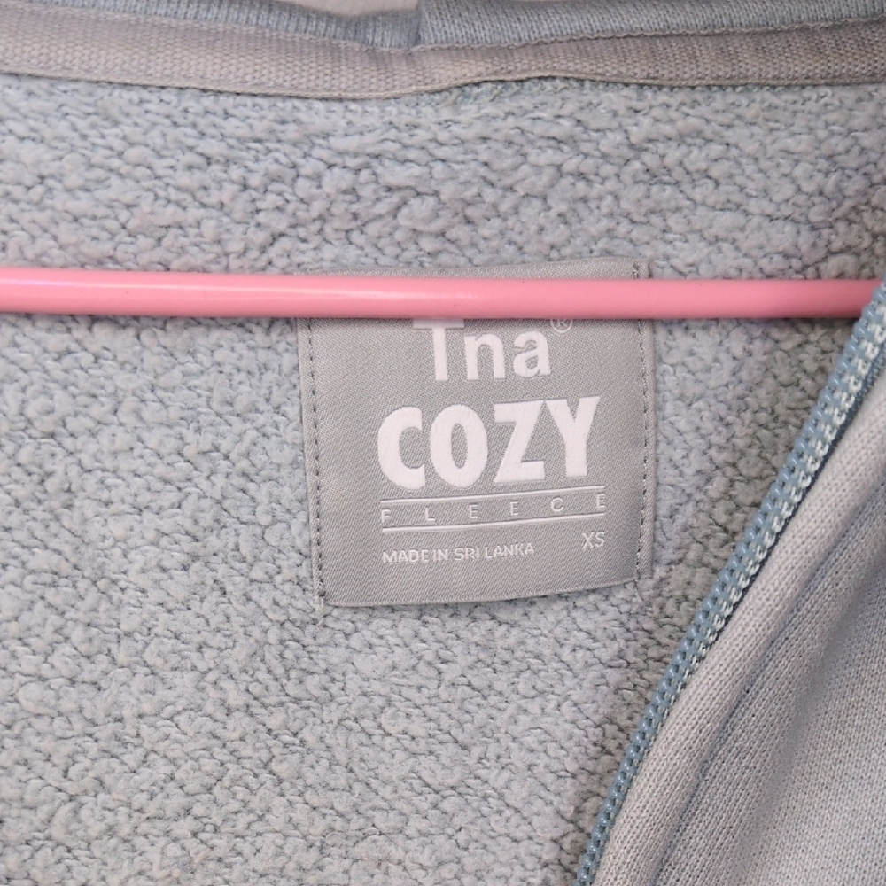 Aritzia Cozy Fleece Boxy Blue Gray Zip-Up Hoodie - Picture 2 of 4
